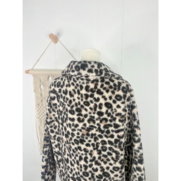 Billabong Cozy Days Leopard Print Sherpa Jacket Womens Small Fleece Teddy Coat - Picture 8 of 10